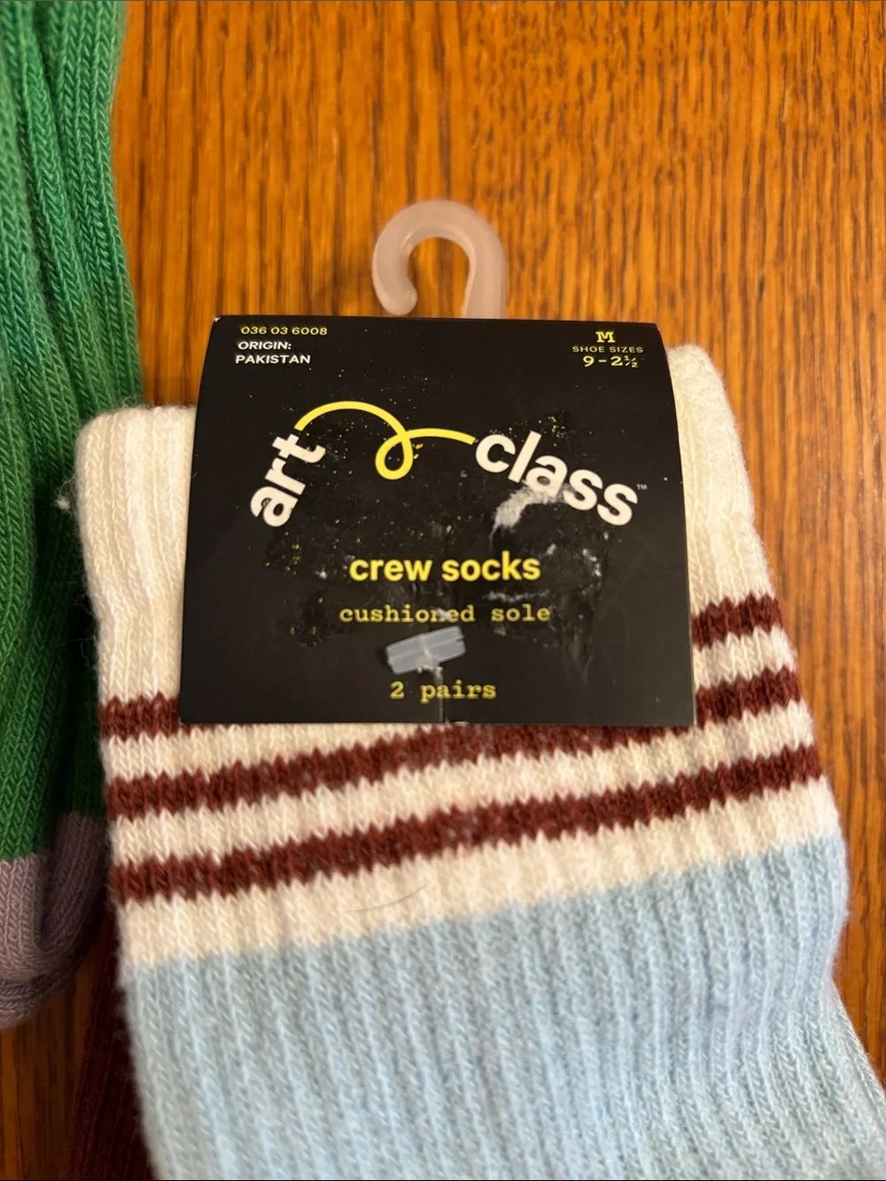 art class 4 Pairs Crew Socks Light Blue, Lavender, Brown & Green Accents NWT
